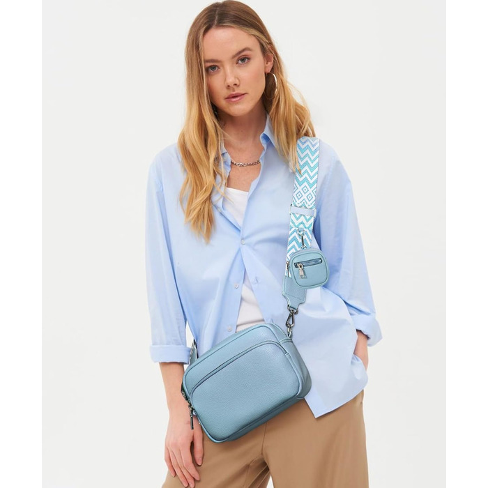 Сумка жіноча через плече маленька PU шкіра кросбоді Eisblau-b зі знімним ремінцем