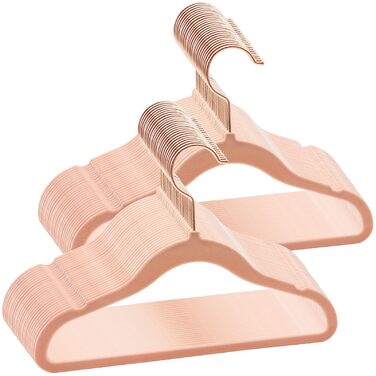 50 дитячих вішалок для одягу з оксамиту, вішалки для немовлят з поворотним гачком 360°, неслизькі та міцні з тримачем для краваток, 30B x 20,5H см, рожеві, AFY0350P