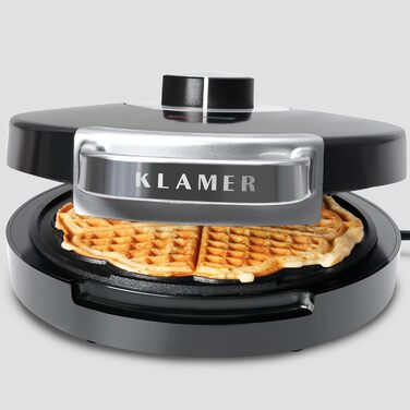 Вафельниця KLAMER для вафель у формі серця, 5 температурних режимів, антипригарне покриття, 1000 Вт, чорний колір