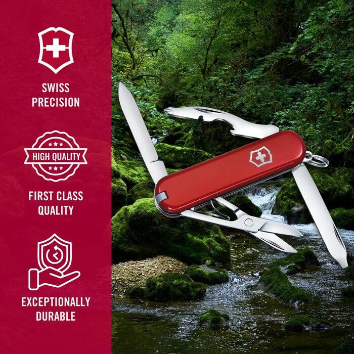 Швейцарський ніж Victorinox Rambler Klein, 10 функцій, червоний (з Phillips викруткою та ножицями)