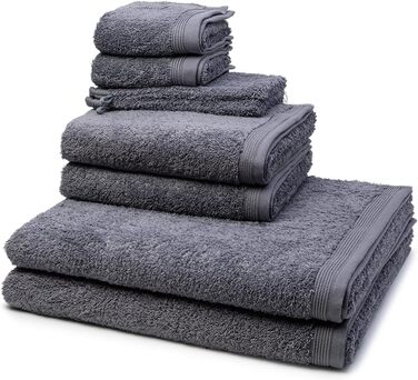 Möve - Superwuschel - 2 x Washcloth - 2 x Guest Towel - 2 x Shower Towel - 2 x Hand Towel Set - Cotton (8-Piece Set Stone)