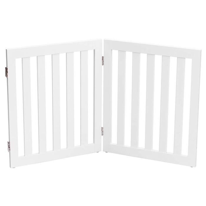 Захисний бар'єр для собак GYMAX 60 см, розкладний, регульований, з 360° шарніром, для внутрішнього та зовнішнього використання (2 панелі, білий)