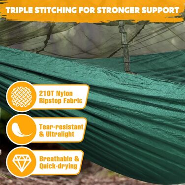 Гамак-москітна сітка NATUREFUN, 300 кг, армійний зелений, 300x200 см