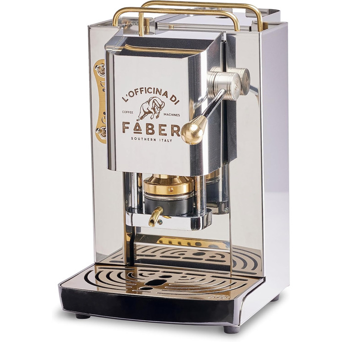 FABER COFFEE MACHINES | Pro Total Inox Deluxe Model | Coffee Machine for 44 mm E-Pads | Adjustable Brass Pad Press | Standard Brass Solenoid Valve | Stainless Steel
