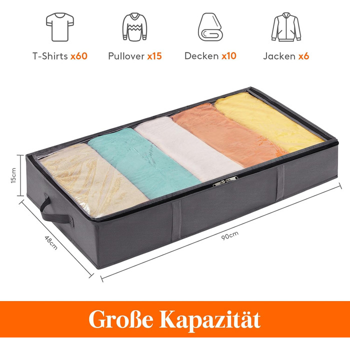 Коробки для зберігання під ліжко Lifewit (2 шт), сірі, 65 л
