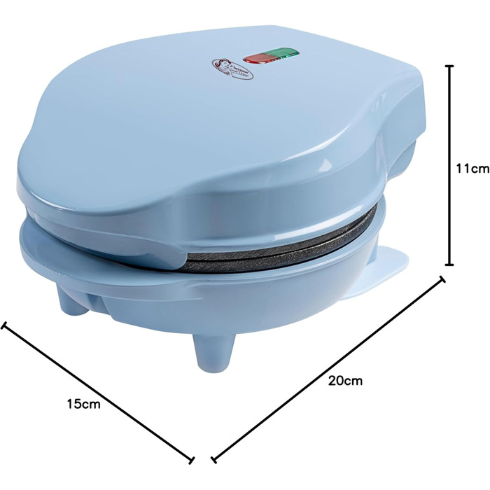 Bestron Mini-Waffeleisen: компактний вафельниця для класичних вафель з антипригарним покриттям, 550 Вт, блакитний колір, ідеально для свят та дітей