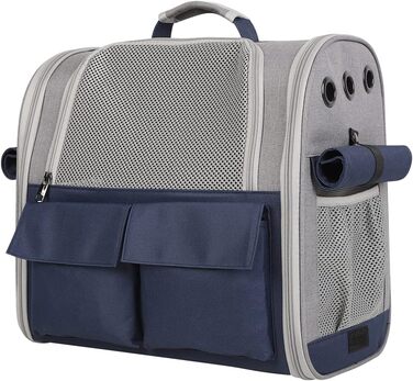 Транспортна сумка для домашніх тварин: котів та собак до 10 кг, рюкзак, дихаюча, складана, блакитна, для подорожей, схвалена авіакомпаніями