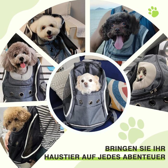 Рюкзак-переноска для собак та котів ALLSOPETS: зручний та дихаючий рюкзак для подорожей з великими котами та маленькими собаками (Світло-сірий)