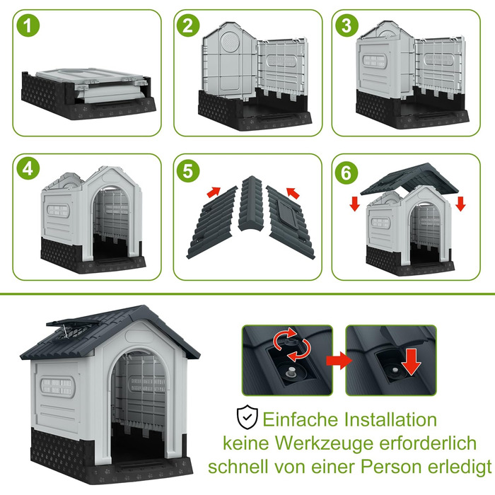 Будка для собак Median, пластикова, вологостійка, сірого кольору (79.5 x 70.5 x 78 см)