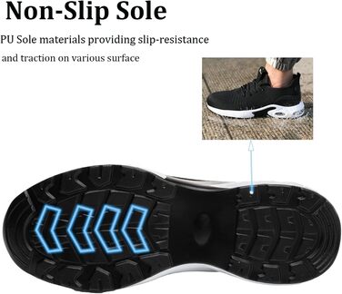 Чоловічі робочі черевики / взуття: легкі, дихаючі, з металевим підноском, чорні (39 EU)