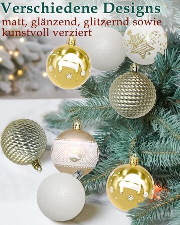 Набір 40 прикрас на ялинку, 6 см, червоно-білі, пластик, з підвісками, міцні, різні поверхні та візерунки, для внутрішнього та зовнішнього використання