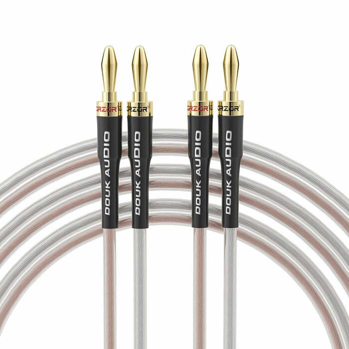 Акустичний кабель Douk Audio 14AWG OFC зі штекерами-бананами з позолоченням, 1 м
