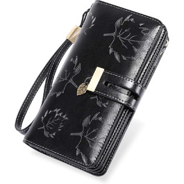 LUROON Wallet for Women Large with Many Compartments, Leather Wallet for Women Large with 24 Card Slots, RFID Women's Wallet Long Wallet for Women with Phone Pocket and Zipper