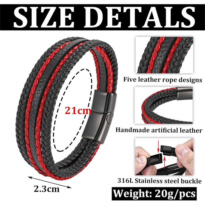 Чоловічий шкіряний браслет ручної роботи, чорний, коричневий, синій, 21 см, шкіряний браслет для чоловіків, подарунок, ювелірні вироби, подарунок на День батька