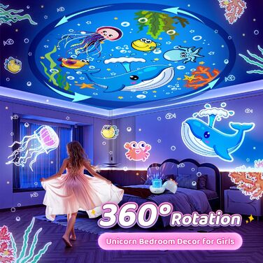 Star Projector for Kids with 15 Flashing Modes, Music Box for Baby Girls with 10 Melodies, 7-Color Night Light, Kids Night Light, Star Projector Baby Gift for Girls, Kids Room Decoration (Multicolor)