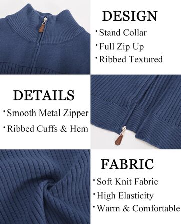 Кардиган чоловічий PJ PAUL JONES з блискавкою та стійким коміром, темно-синій (XL)