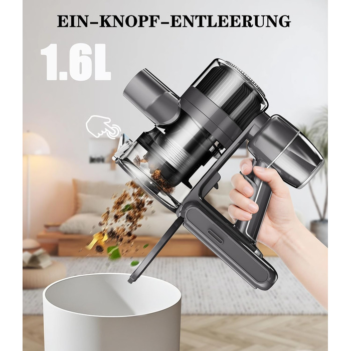 Бездротовий акумуляторний пилосос - вертикальний, без мішка, для тварин та килимів. Вертикальний пилосос з зарядною станцією