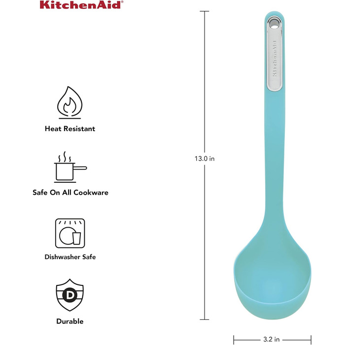Кухонний ополоник KitchenAid KL006OHAQA, силіконовий, бірюзовий