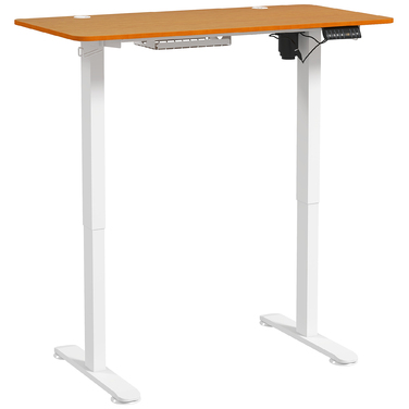 Vinsetto Height-Adjustable Standing Desk Electric 120x60cm with Anti-Collision Cable Box and Hooks for Hanging from Chipboard Natural Wood