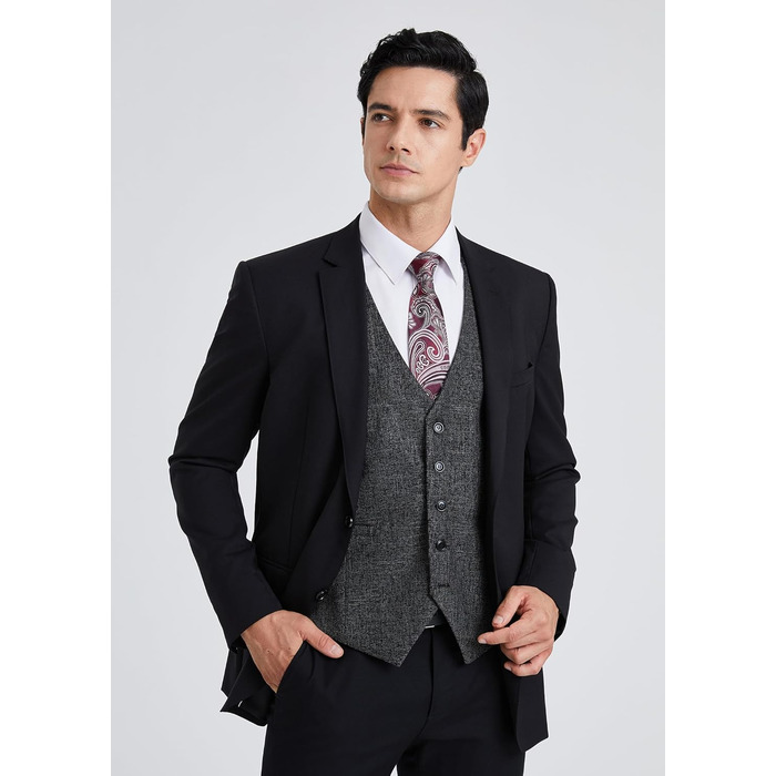 HISDERN Жилет чоловічий для весілля та офіційних заходів, класичний, ретро, бавовна, однотонний, елегантний, бізнес, XS-4XL, сірий