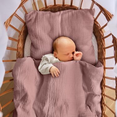 Бетінна білизна Laleni з бавовняного мусліну 80x80 + наволочка 35x40 см - комплект літньої постільної білизни з сертифікатом Oeko-TEX (Морська хвиля, 80x80 см, 35x40 см)