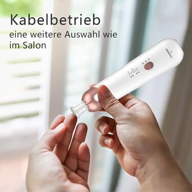 Електричний набір для манікюру та педикюру POLAMD з акумулятором, 6 насадок, LED-підсвітка, 5 швидкостей, професійний фрезер для гелю та натуральних нігтів