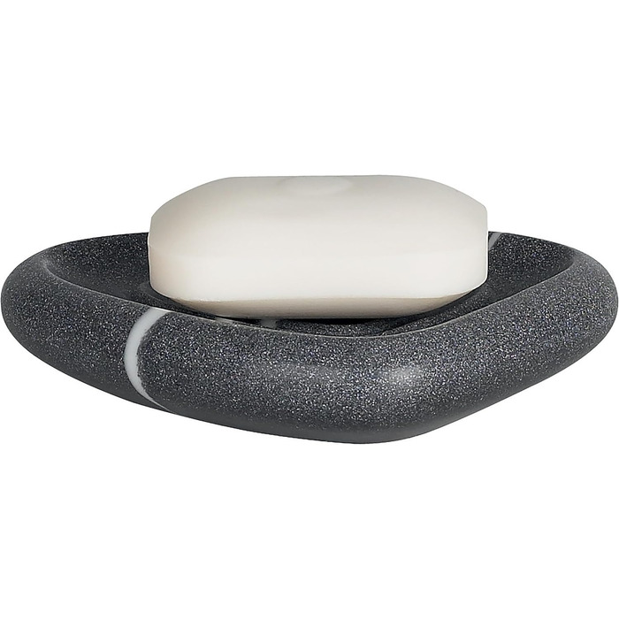 Миска для мила Spirella Etna з каменю, сірий колір, 15 x 11 x 3 см - декоративне приладдя для ванної кімнати