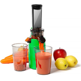 Ventray Ginnie Juicer - Slow Juicer with 60 RPM Low Speed, Juicer for Vegetables and Fruit with Reverse Function and Two Filter Sizes, BPA Free Electric Fruit Press, Green Parrot