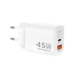 Мережевий зарядний пристрій USB-C 45W з 2 портами, PD 3.0, швидка зарядка для Samsung Galaxy S24/S23/S22, iPhone 16/15/14 Pro Max, iPad, Pixel, мобільні телефони
