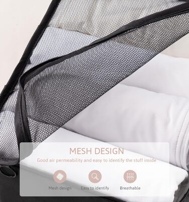 Органайзер для валізи Meowoo, набір 8 шт., кубики для пакування, чорний. Організація багажу для подорожей та бізнесу.