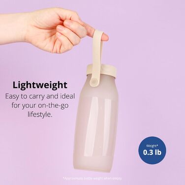 BLUE GINKGO Collapsible Water Bottles [2-Pack] – Lightweight, foldable silicone bottles for travel, hiking, and camping (500ml, Made in Korea, Beige)