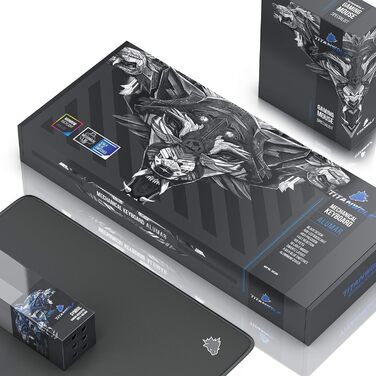 Ігровий набір Titanwolf: механічна клавіатура ALUMAR, миша з DPI 10800, XXL килимок, підсвітка LED, макро-режим