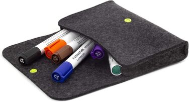 Wool felt bag for electronics accessories, anthracite, anthracite button