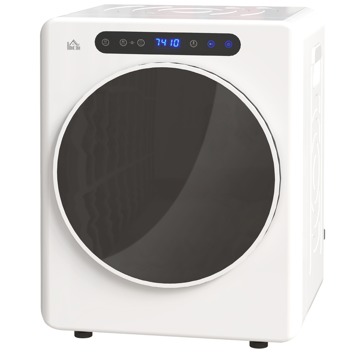 Сушарка для білизни HOMCOM з 6 програмами, 40-60°C, місткістю 4 кг, компактна, з сенсорним керуванням, біла
