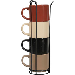 Набір келихів HOME DECO FACTORY KA0500 (4 шт.) з підставкою, кераміка, бежевий, коричневий, чорний, білий