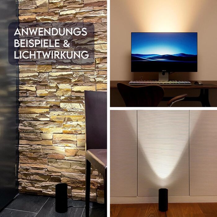 LED підлоговий світильник uplight, чорний, 6 Вт, набір 2 шт., для внутрішнього освітлення, GU10, 230В, тепле світло 2700K