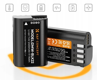 Зарядний пристрій + 2 акумулятори DMW-BLK22 для Panasonic 2400mAh (GH5, GH6, G9)