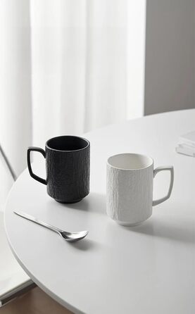 Набір з 4 чашок для еспресо Saumo з підставками, кераміка, 350 мл, білий – сучасний дизайн для дому, офісу та особливих випадків