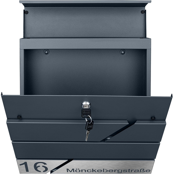 Поштовий ящик з газетницею з нержавіючої сталі, настінний, з замком та газетницею - лазерне гравіювання (Модель 4)