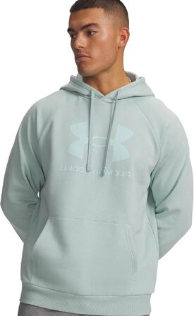 Чоловічий худі Under Armour Rival Fleece з логотипом, синій Emaille-blau / Mint Green, розмір S