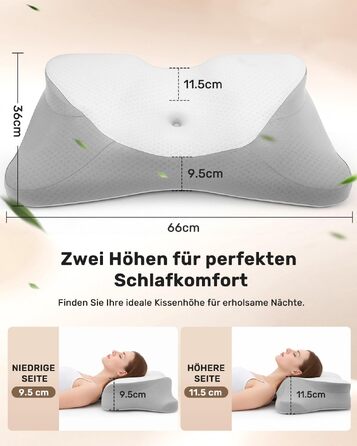 Подушка для шиї Feagar у формі метелика з ефектом пам'яті (Memory Foam), сіра
