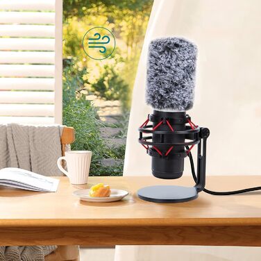 Тримач для мікрофона YOUSHARES з кріпленням для HyperX QuadCast, металевий, з насадкою для кріплення до столу та вітрозахистом, для стін та столів (2 хутряні насадки)