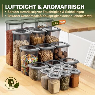 Набір контейнерів для зберігання продуктів 12 шт. з кришкою, BPA-Free, для круп, борошна, спецій, органайзер для кухні, герметичні контейнери для харчових продуктів (12 контейнерів + 6 дозаторів для спецій)