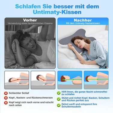 Ортопедична подушка для сну з Memory Foam - для шиї, спини та сну на боці. Подушка з ефектним покриттям з льонової тканини (темно-сіра)