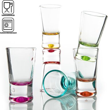 BigDean 48x Shot Glasses 2cl - Glass Shot Glasses - Colored Shot Glasses for Schnapps such as Tequila, Vodka, Ouzo, Sambuca, Liqueur - Shot glasses, Pinnchen