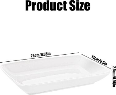 Набір Teller Rechteckig: 8 прямокутних сервіровочних тарілок з порцеляни, 23x14x2.8 см, білий колір, для буфетів, тортів, десертів, м'яса, антипасті, суші, салату, страви