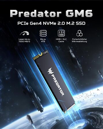 SSD Acer Predator GM6 1TB M.2 NVMe PCIe 4.0 - Швидкий накопичувач для ігор та ПК