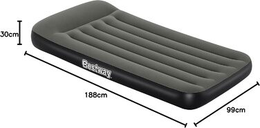 Надувний матрац Bestway TriTech XL з вбудованим насосом, сірий 191x97x30 см (1067929)