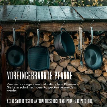 Чавунна сковорода-гриль SKOTTSBERG 28x28 см, з антипригарним покриттям (без PFAS), для індукції, газу, електроплити, духовки та гриля