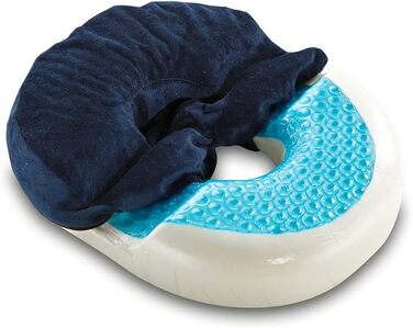 ELONEO Seat Cushion, Gel & Visco-Elastic Foam Cushion, suitable for car, office & wheelchair as well as travel, 40x30cm (dark blue)